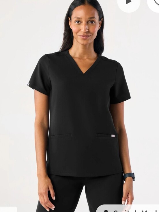 Figs Tops - Black, Casma Scrub Top, Small
